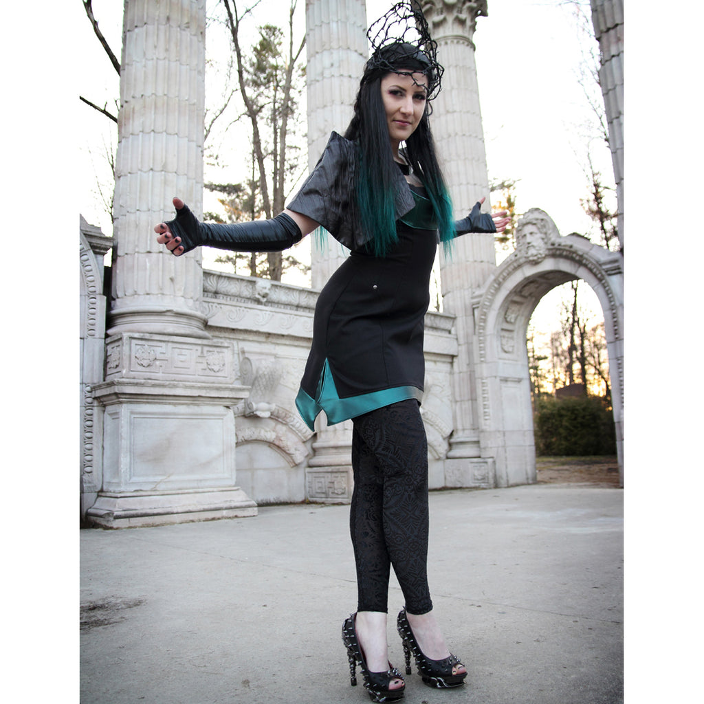 Hades TALON Black Spiked Stud 5" High Spinal Heels Peep Toe 6-11