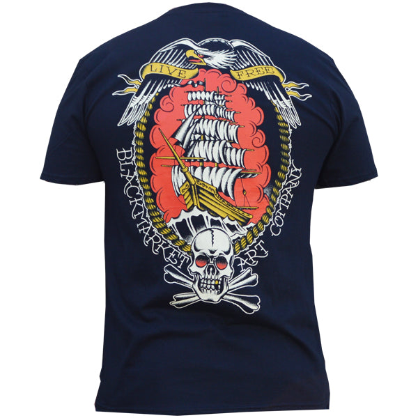 Black Market Art Tee Live Free Nautical Tattoo Tee