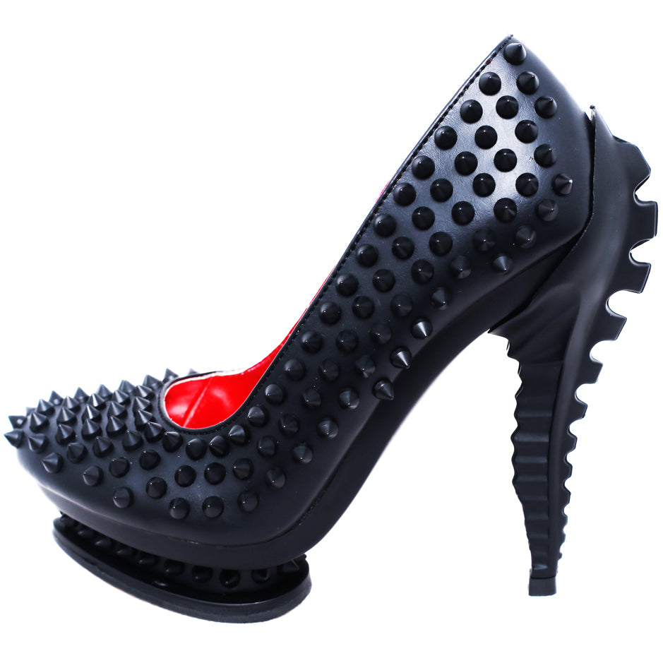 Hades MARA Black Studded Pump High Molded Spinal Heel 6-11