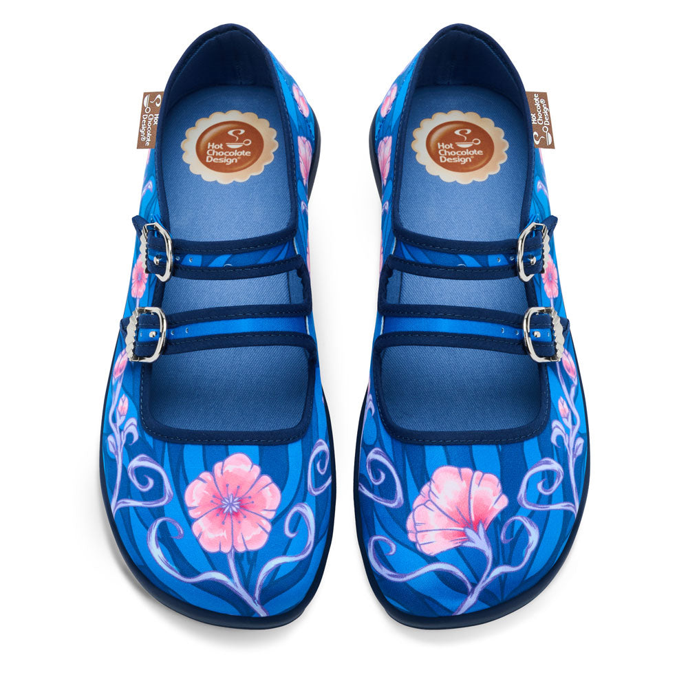 Moonlight Women's Mary Jane Blue Floral Flat