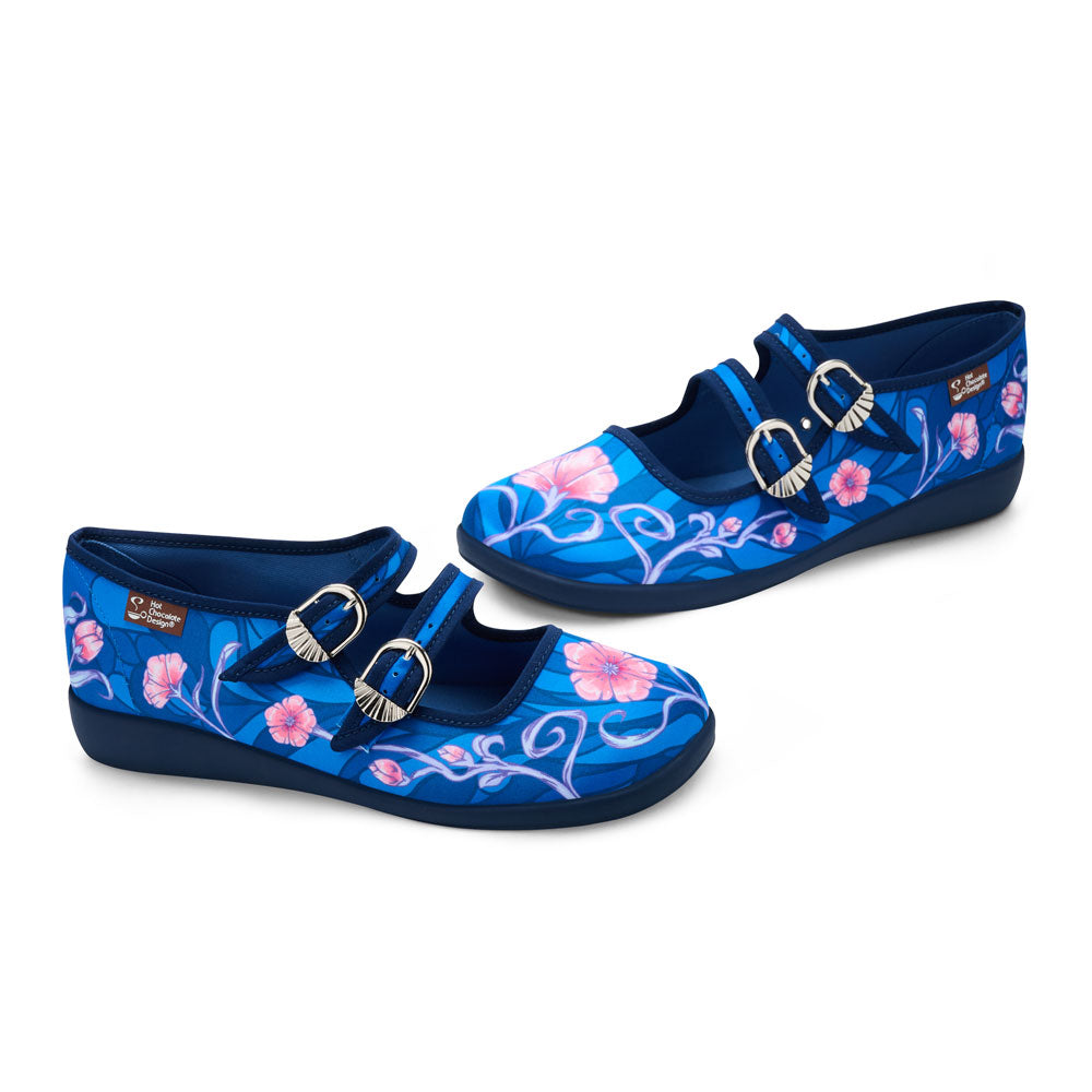 Moonlight Women's Mary Jane Blue Floral Flat