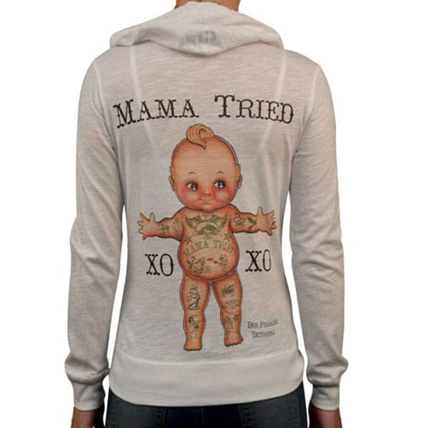 Black Market Art Mama Tried White Slub Zip Hoodie