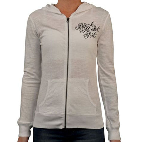 Black Market Art Mama Tried White Slub Zip Hoodie