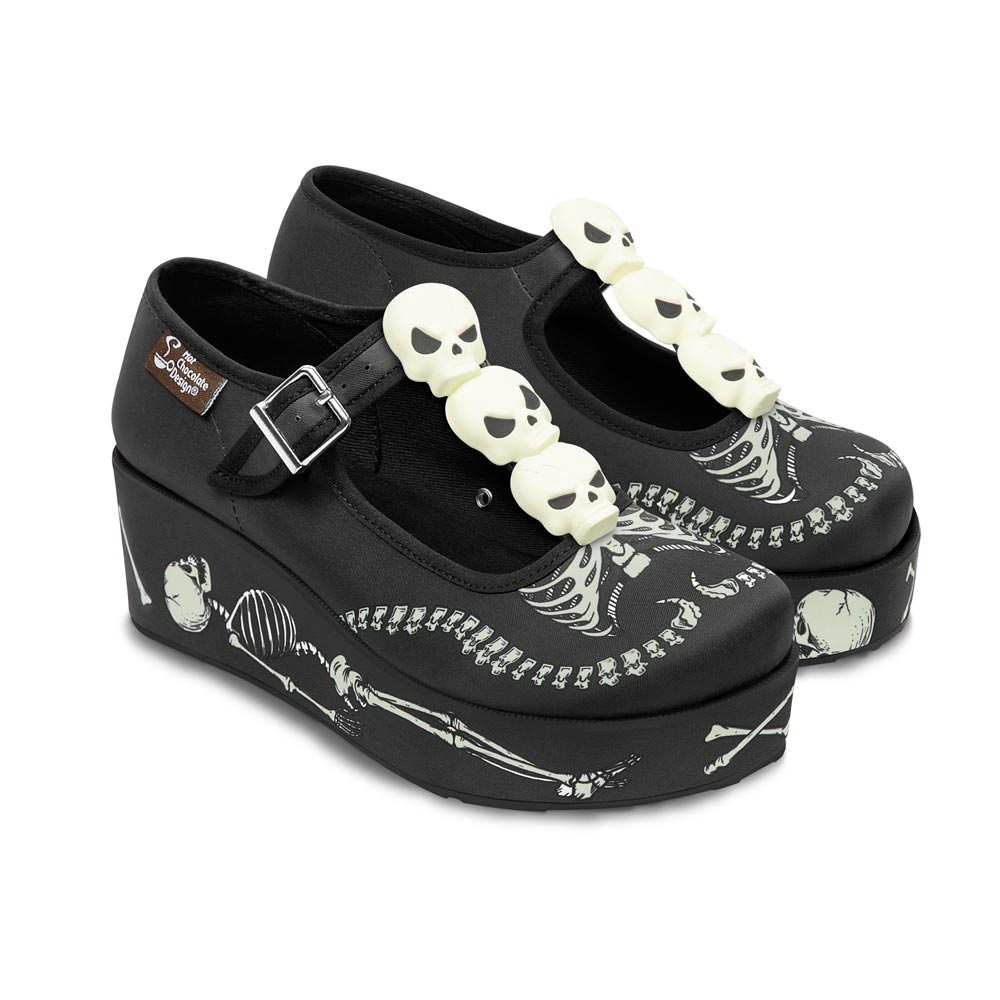 Hot Chocolate Design Chocolaticas® Skeletons Under Your Bed Mary Jane Platform
