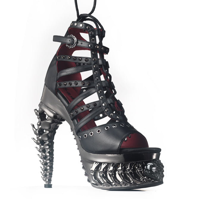 Hades MORANA Black Sandal 5" Metallic Reptile Heel 6-12