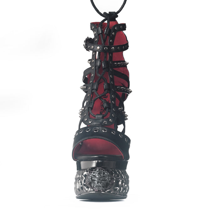 Hades MORANA Black Sandal 5" Metallic Reptile Heel 6-12