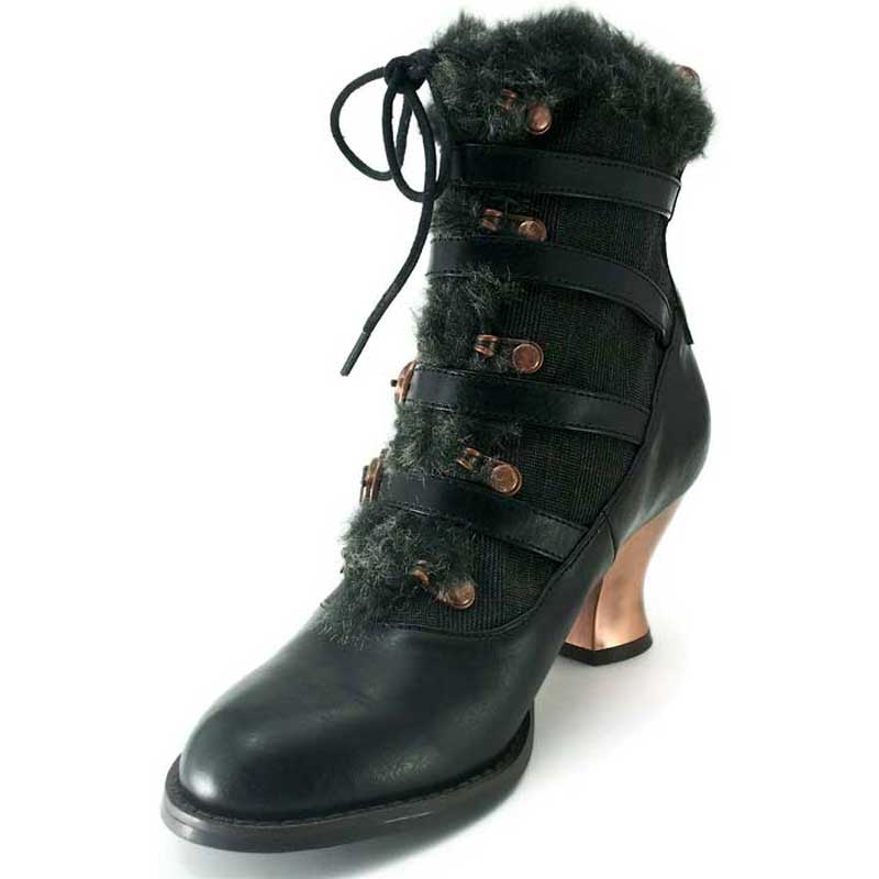 Hades NEPHELE Steampunk Black Vegan Ankle Boots Lace Up 6-11