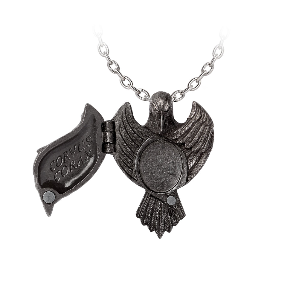 Alchemy Gothic The Augurium Locket Black Raven Pendant P985