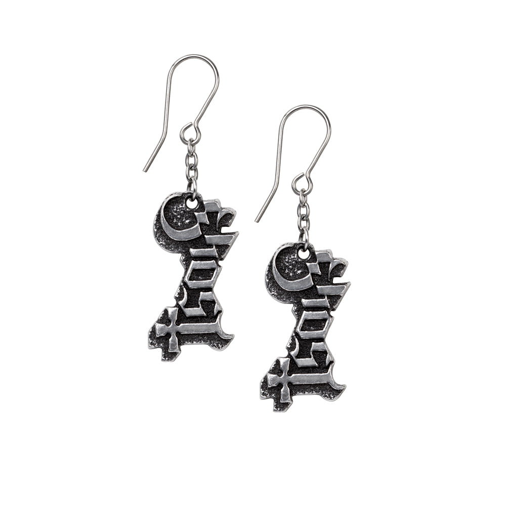 Alchemy Ghost Metal Band Hook Earrings PE16