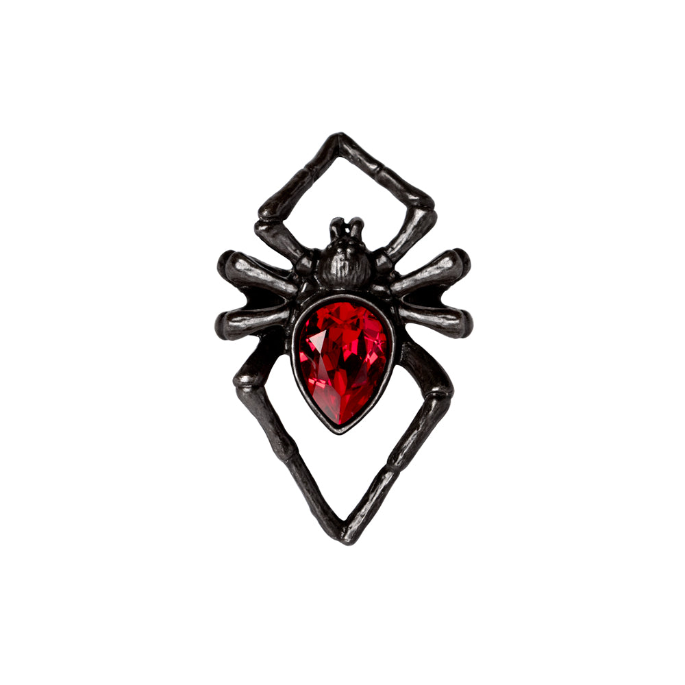 Alchemy Gothic Red Crystal Black Widow Ring R222