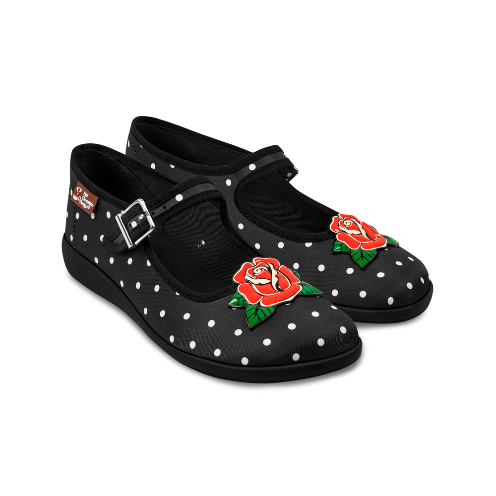 Hot Chocolate Design Chocolaticas® Rockabilly Polka Dot Rose Mary Jane Flat
