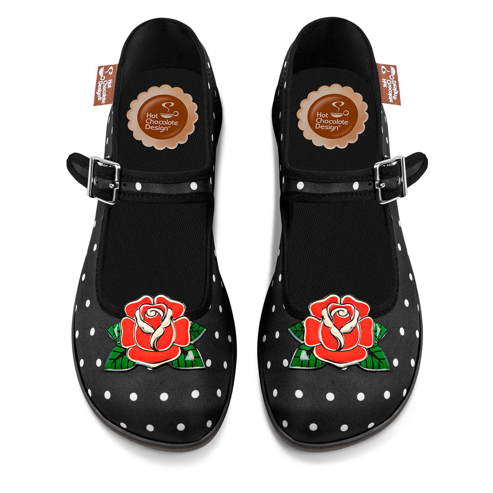 Hot Chocolate Design Chocolaticas® Rockabilly Polka Dot Rose Mary Jane Flat
