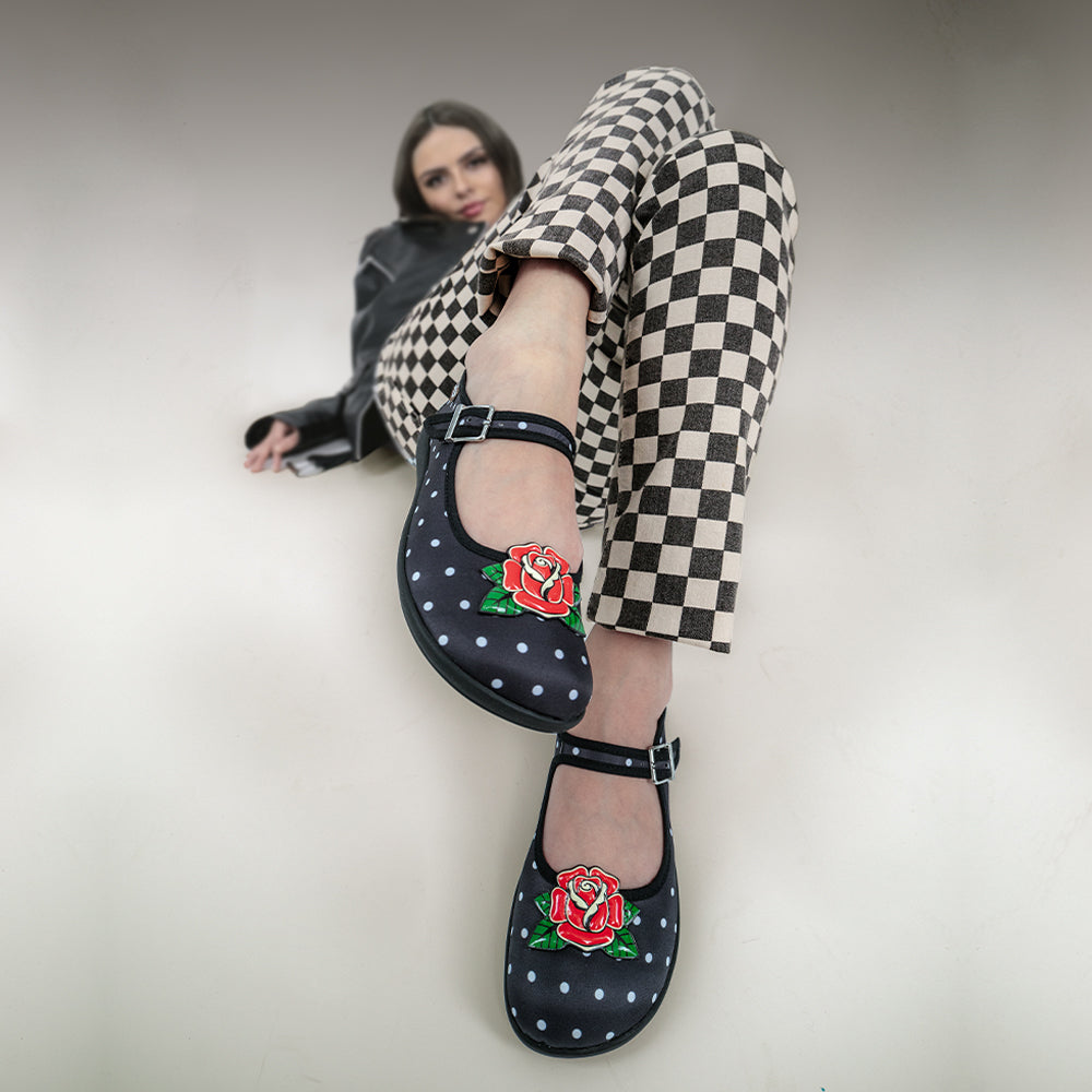 Hot Chocolate Design Chocolaticas® Rockabilly Polka Dot Rose Mary Jane Flat