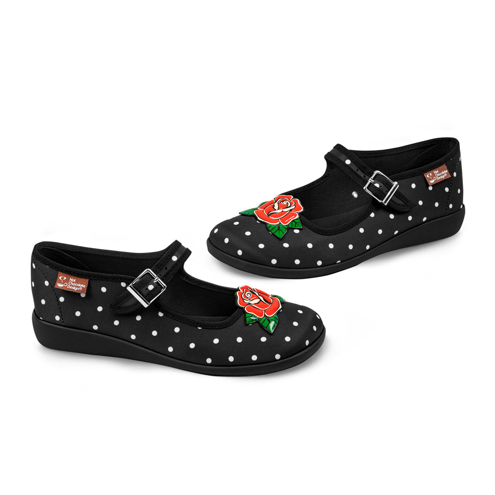 Hot Chocolate Design Chocolaticas® Rockabilly Polka Dot Rose Mary Jane Flat