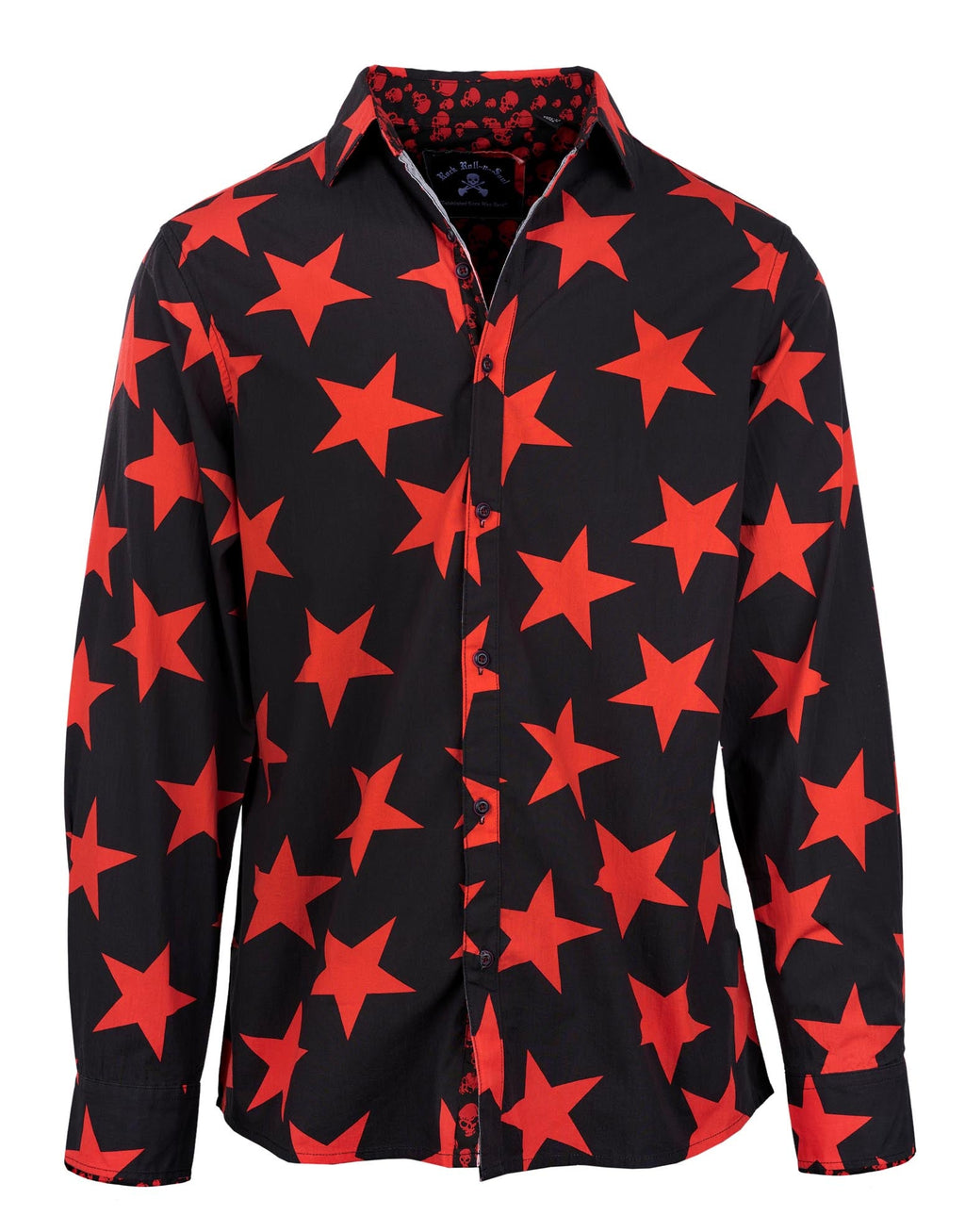 Rock Roll n Soul Starman Red Stars Black L/S Shirt