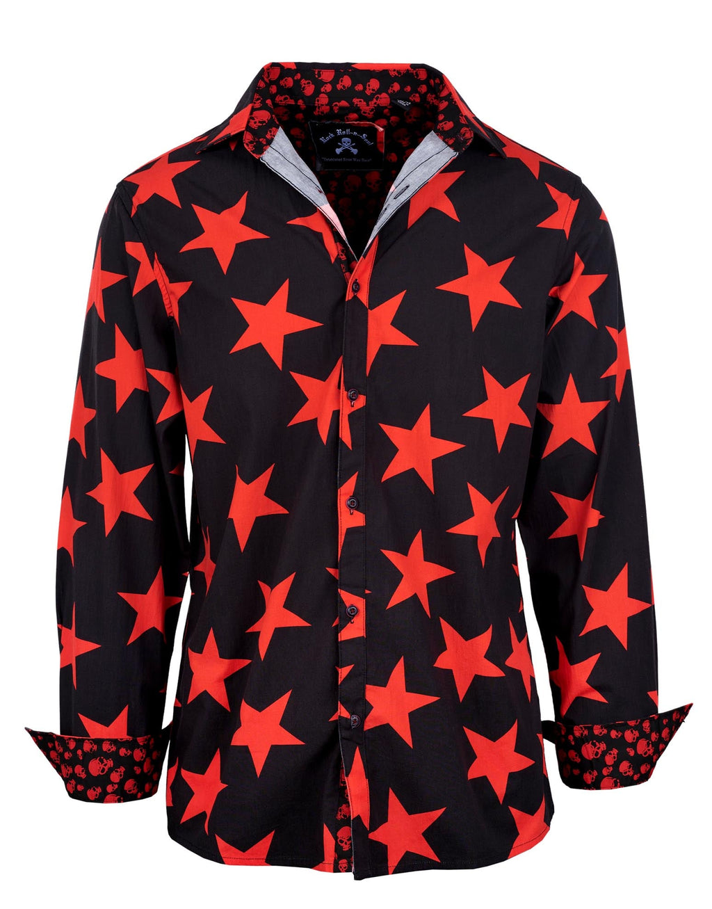 Rock Roll n Soul Starman Red Stars Black L/S Shirt