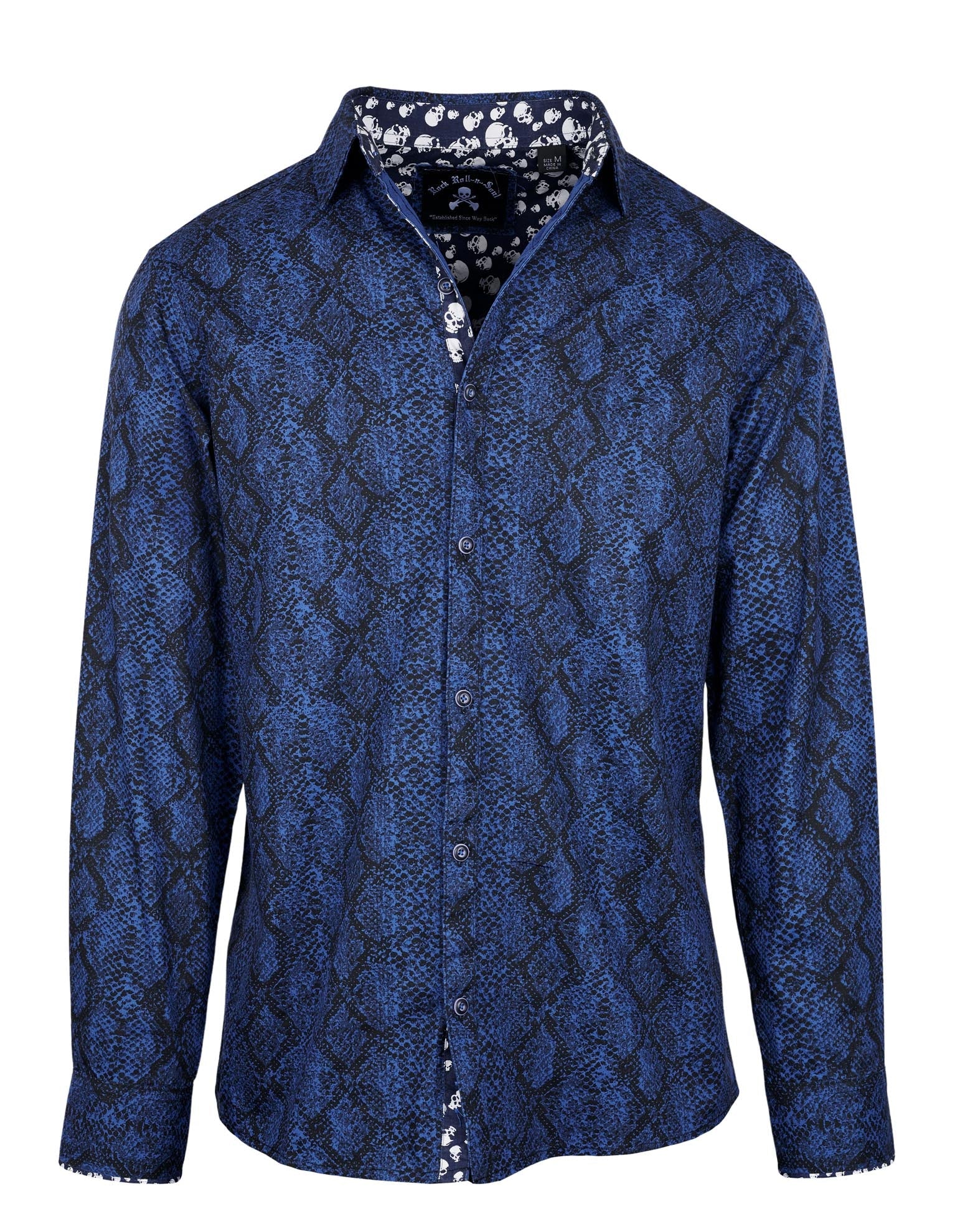 Rock Roll n Soul Serpent Blue Snakeskin L/S Shirt