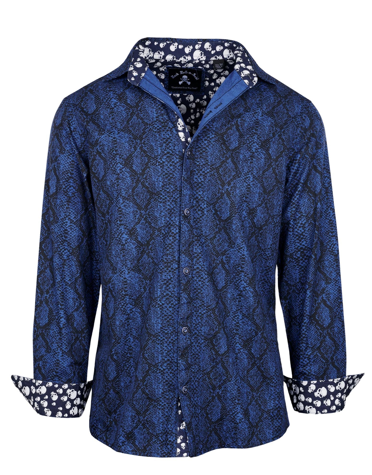 Rock Roll n Soul Serpent Blue Snakeskin L/S Shirt