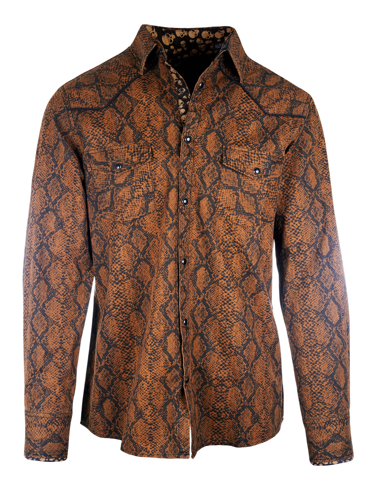 Rock Roll n Soul Serpent Brown Snakeskin L/S Shirt