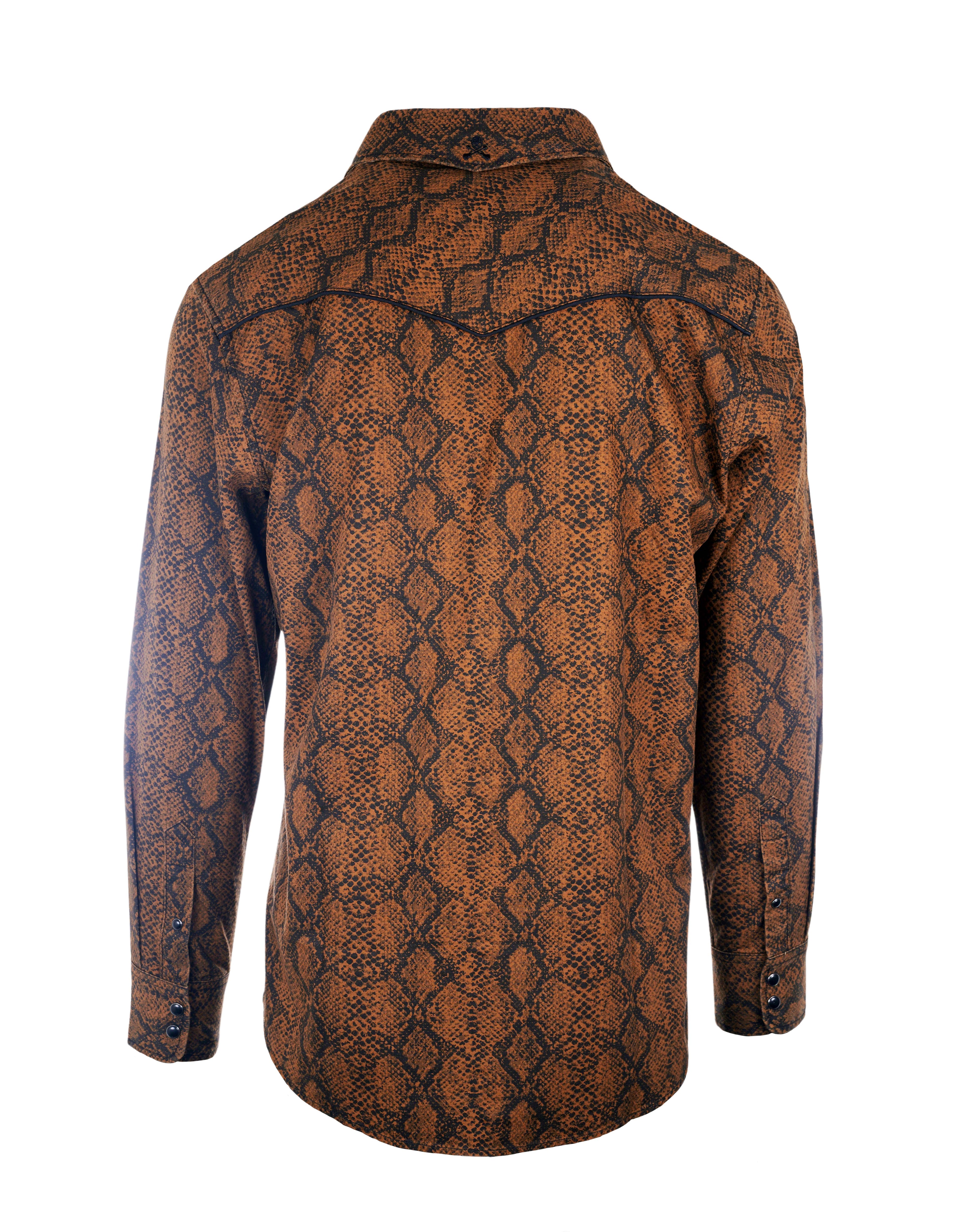 Rock Roll n Soul Serpent Brown Snakeskin L/S Shirt