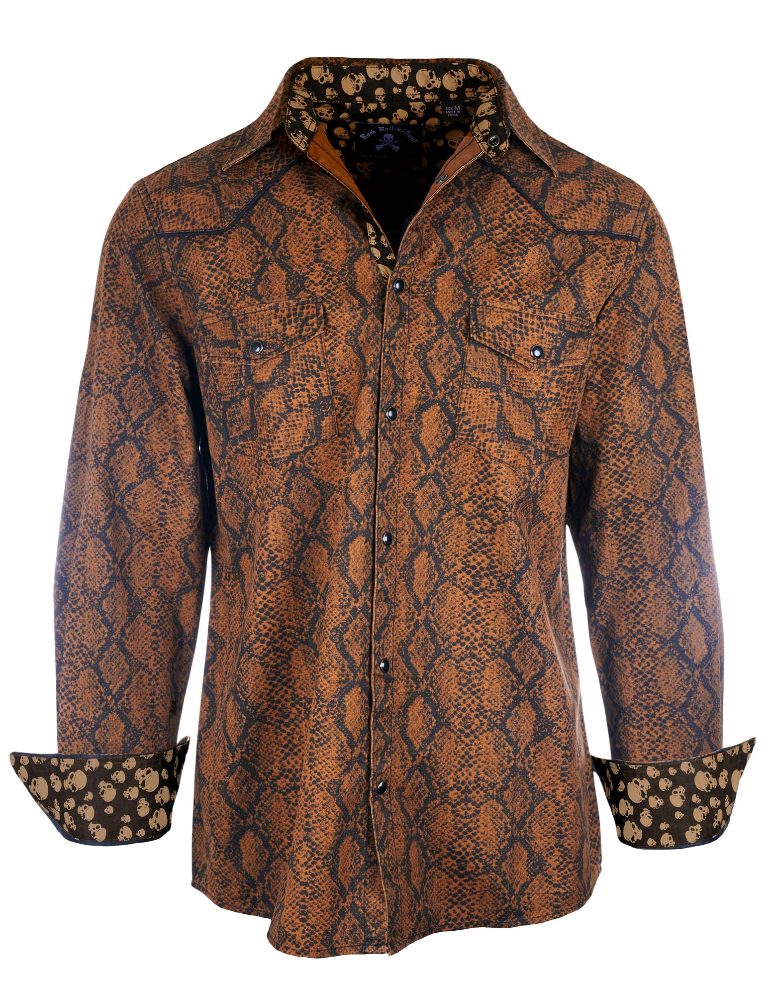 Rock Roll n Soul Serpent Brown Snakeskin L/S Shirt