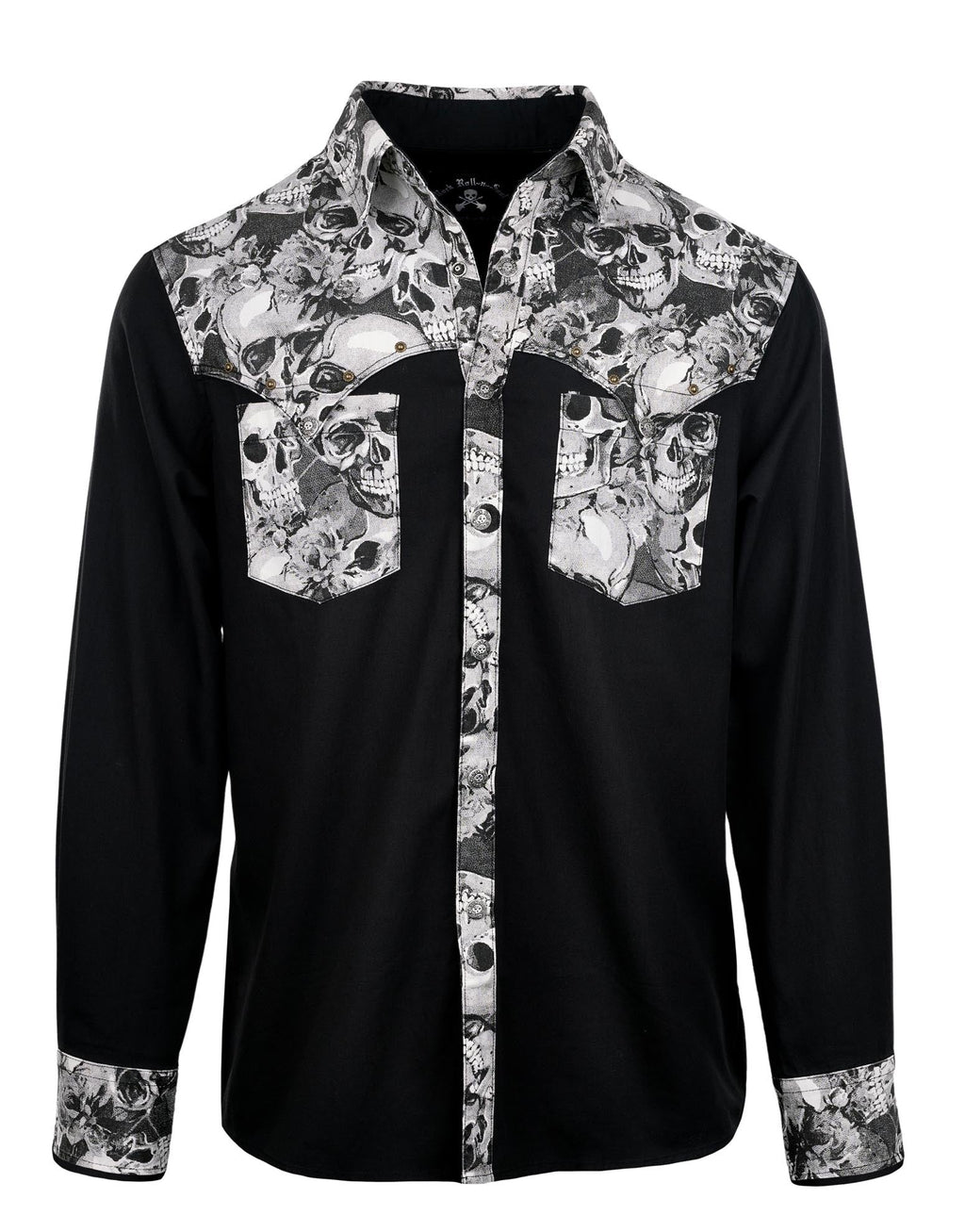 Rock Roll n Soul Whipping Post Black Skulls L/S Shirt