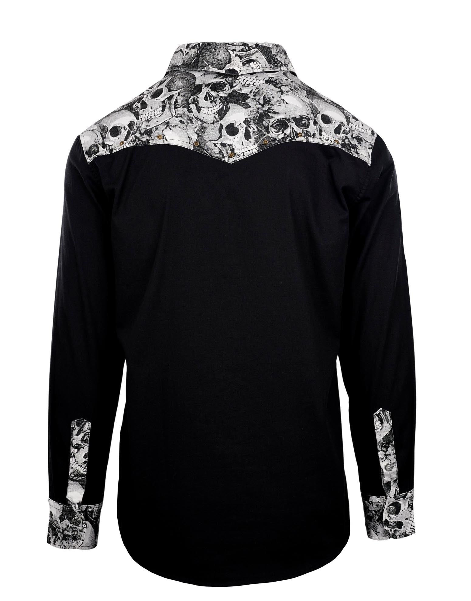 Rock Roll n Soul Whipping Post Black Skulls L/S Shirt