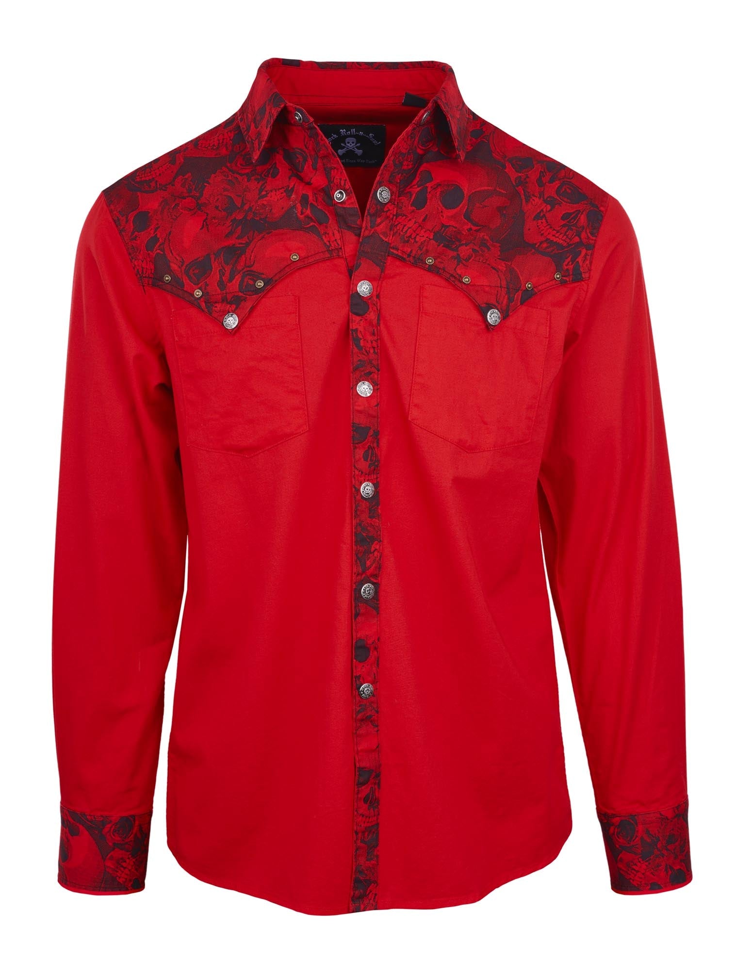 Rock Roll n Soul Whipping Post Red Skulls L/S Shirt