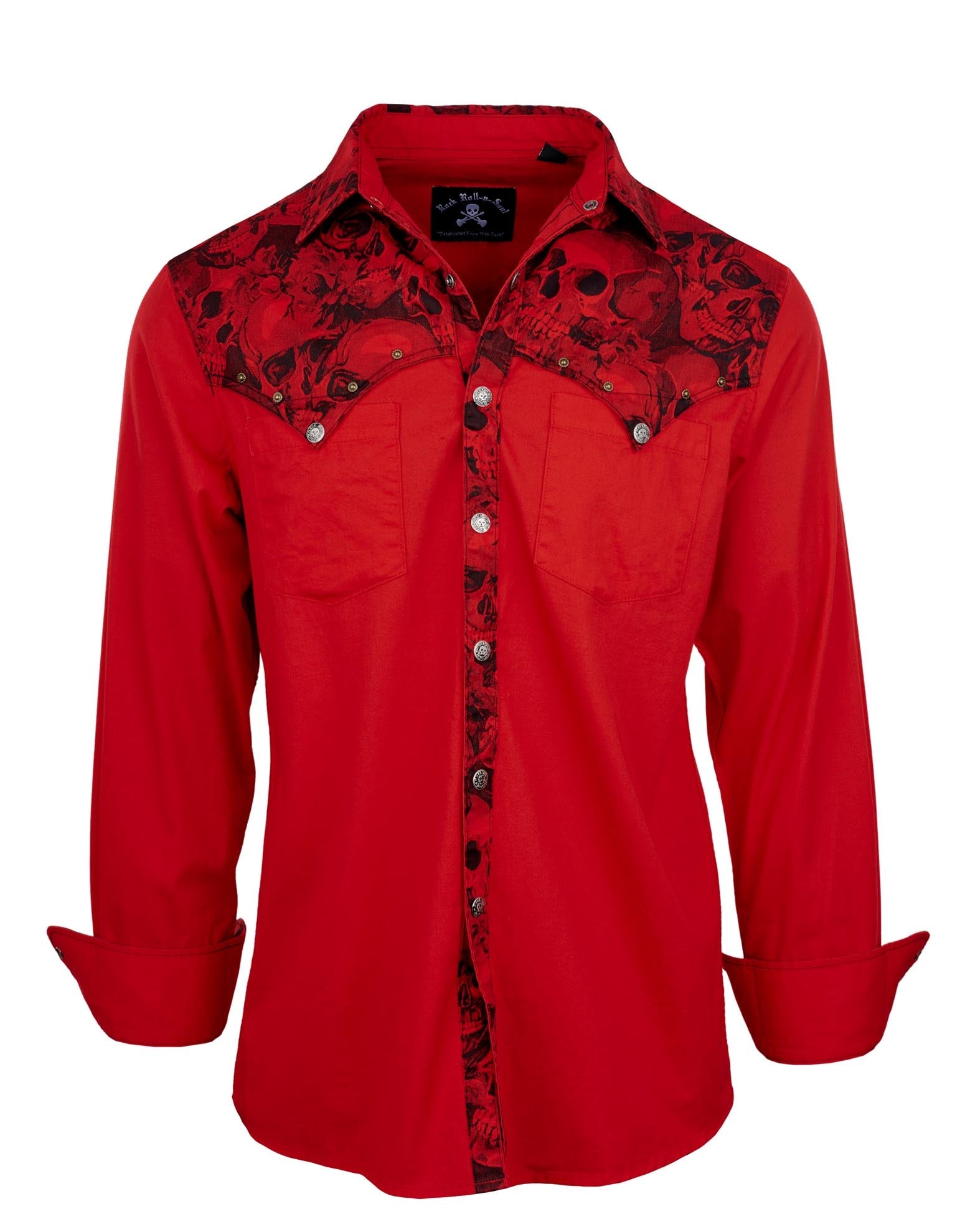 Rock Roll n Soul Whipping Post Red Skulls L/S Shirt