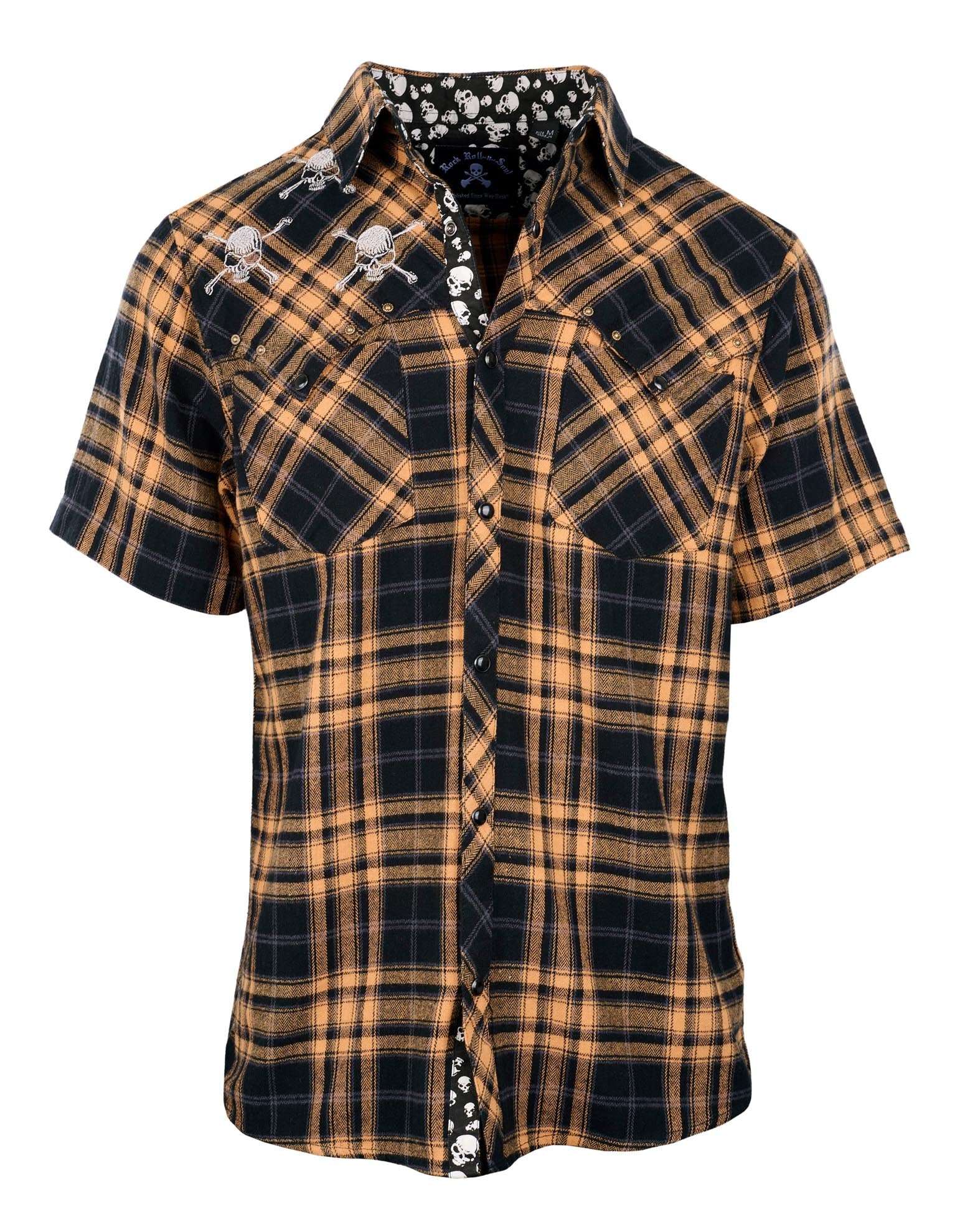 S/S Master of Puppets V Yellow Plaid Skull Shirt