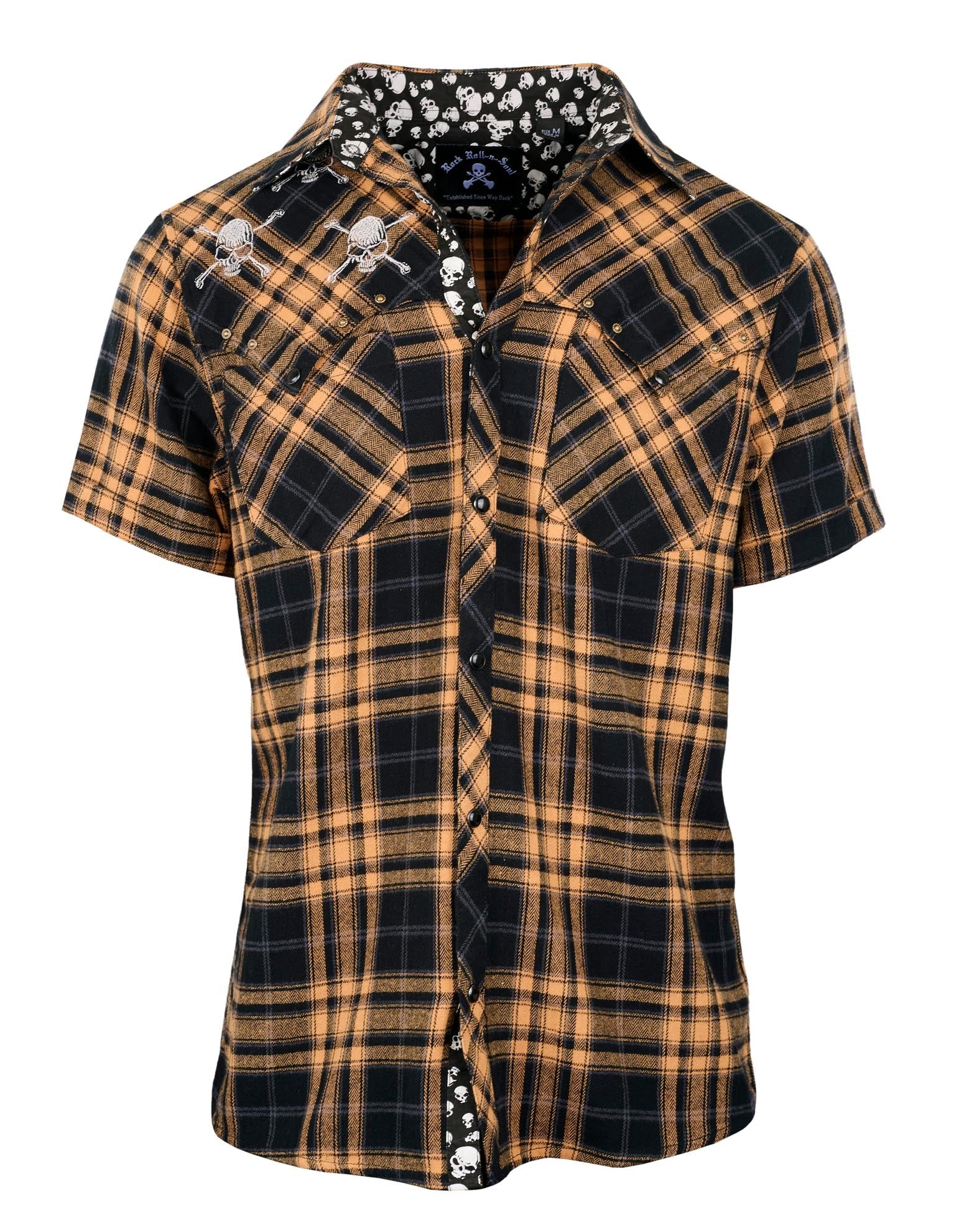 S/S Master of Puppets V Yellow Plaid Skull Shirt