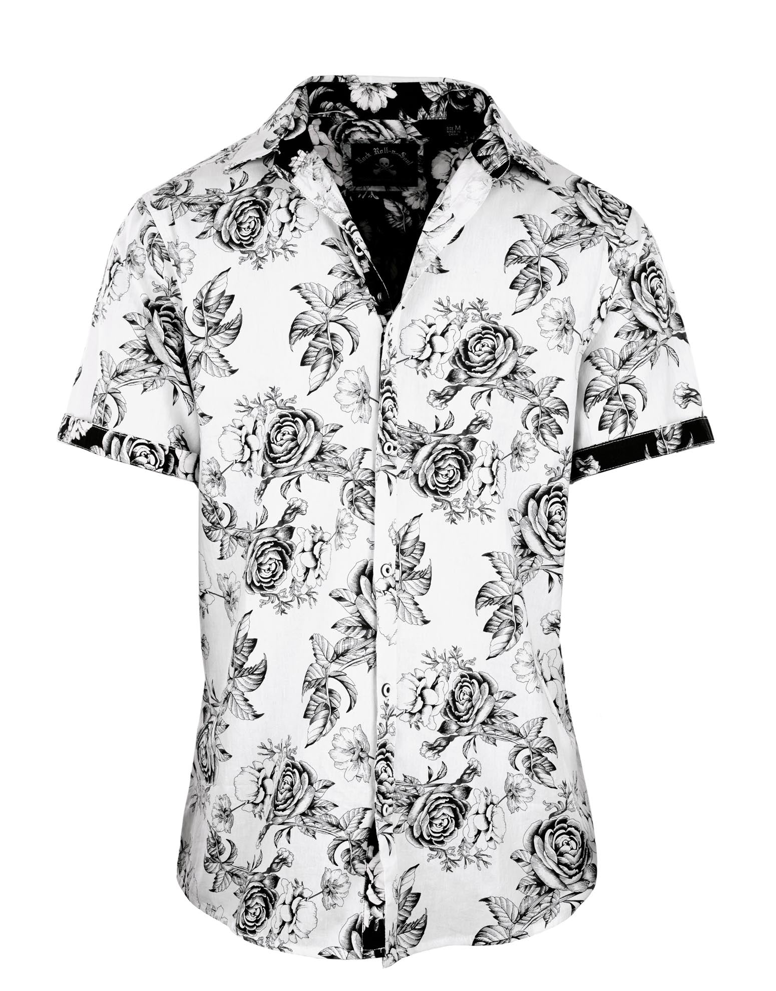 Rock Roll n Soul S/S English Black Rose White Shirt