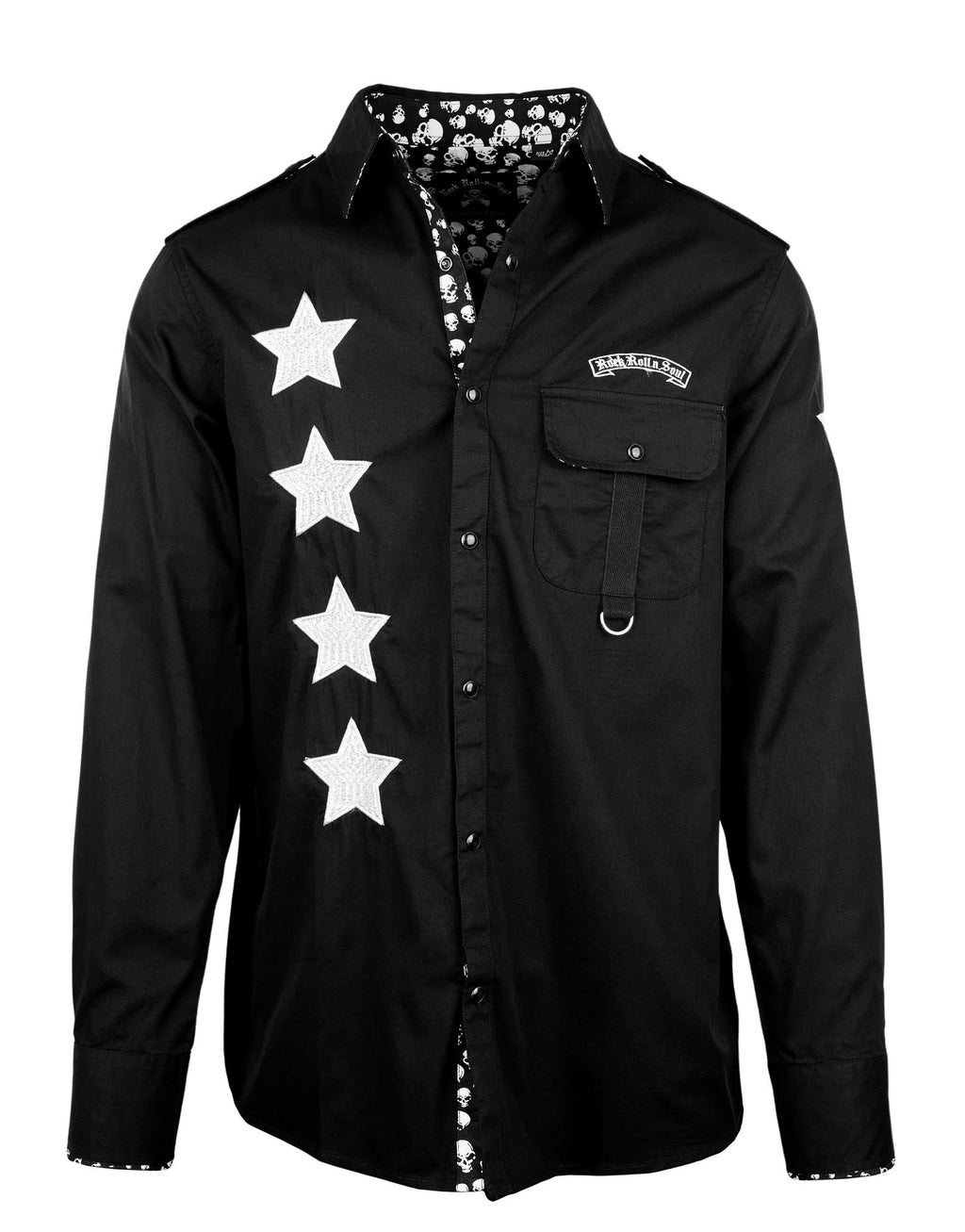 Rock Roll n Soul Starrider Stars Black L/S Shirt