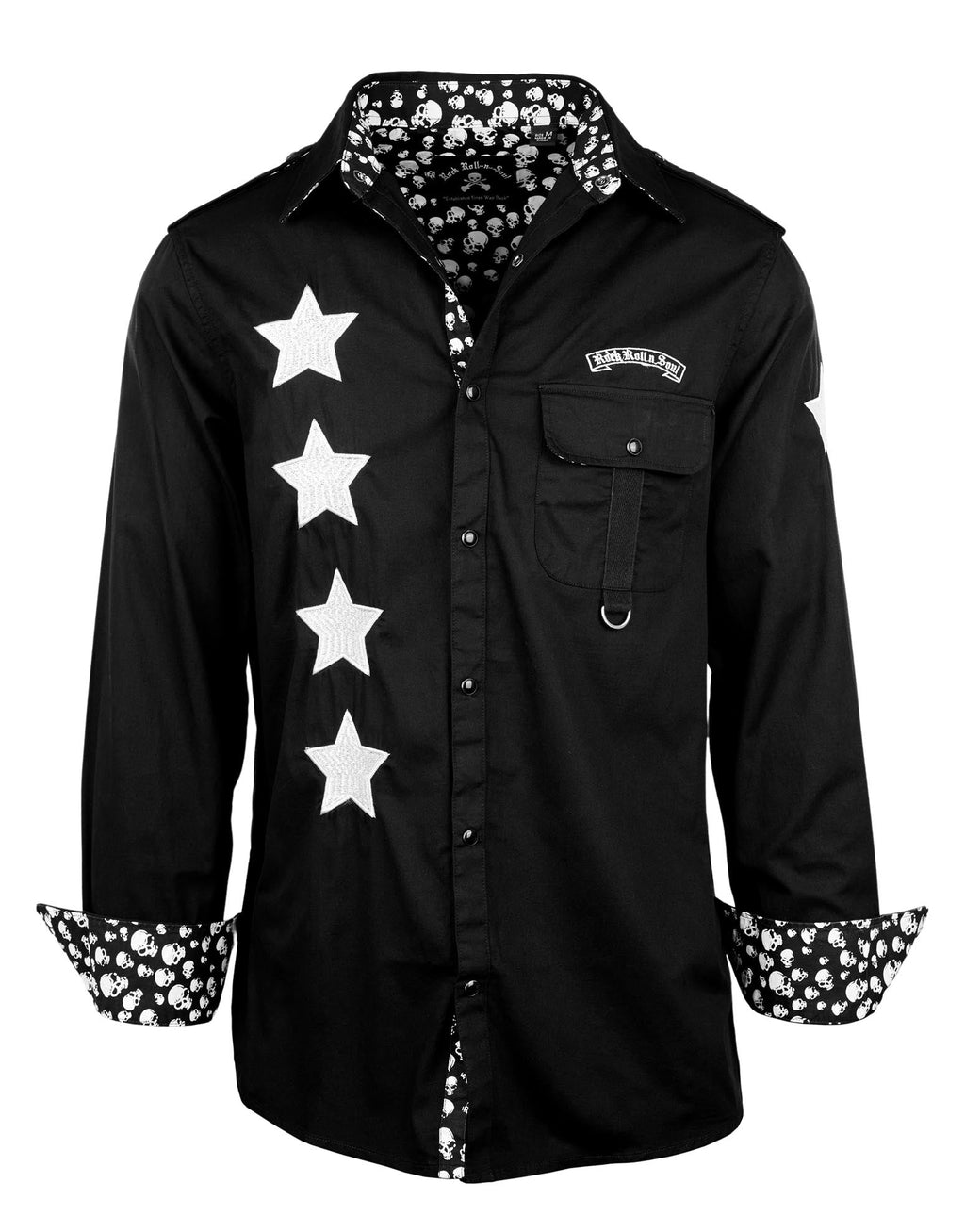 Rock Roll n Soul Starrider Stars Black L/S Shirt