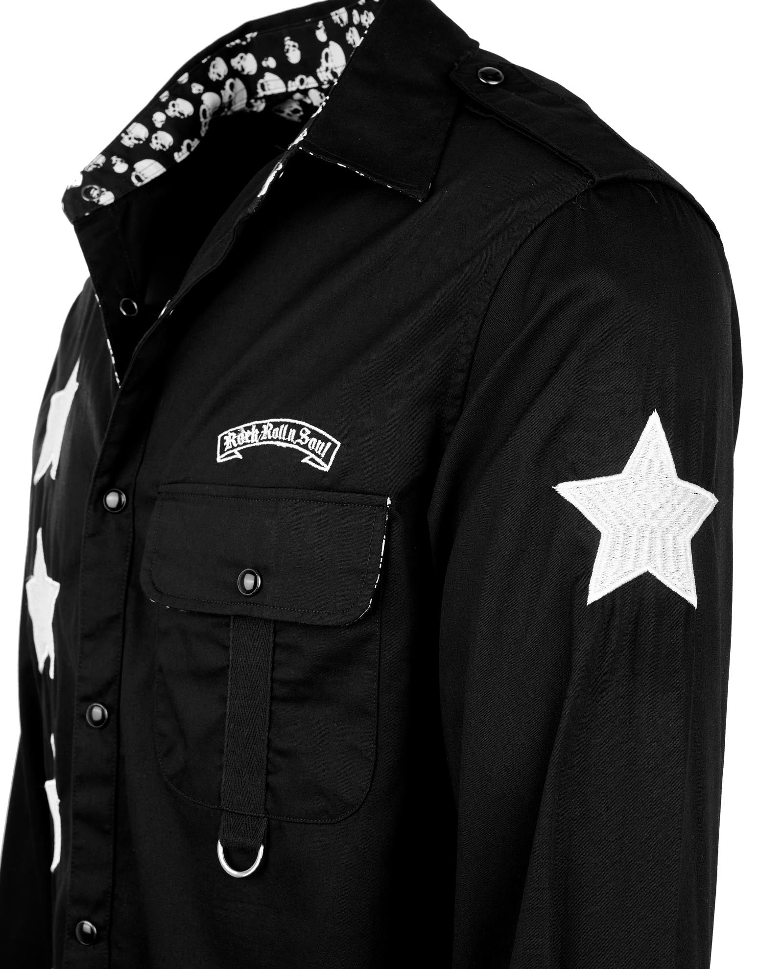 Rock Roll n Soul Starrider Stars Black L/S Shirt