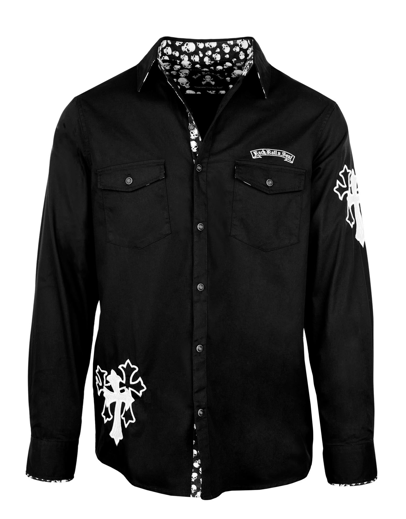 Rock Roll n Soul Crucified Cross Black L/S Shirt