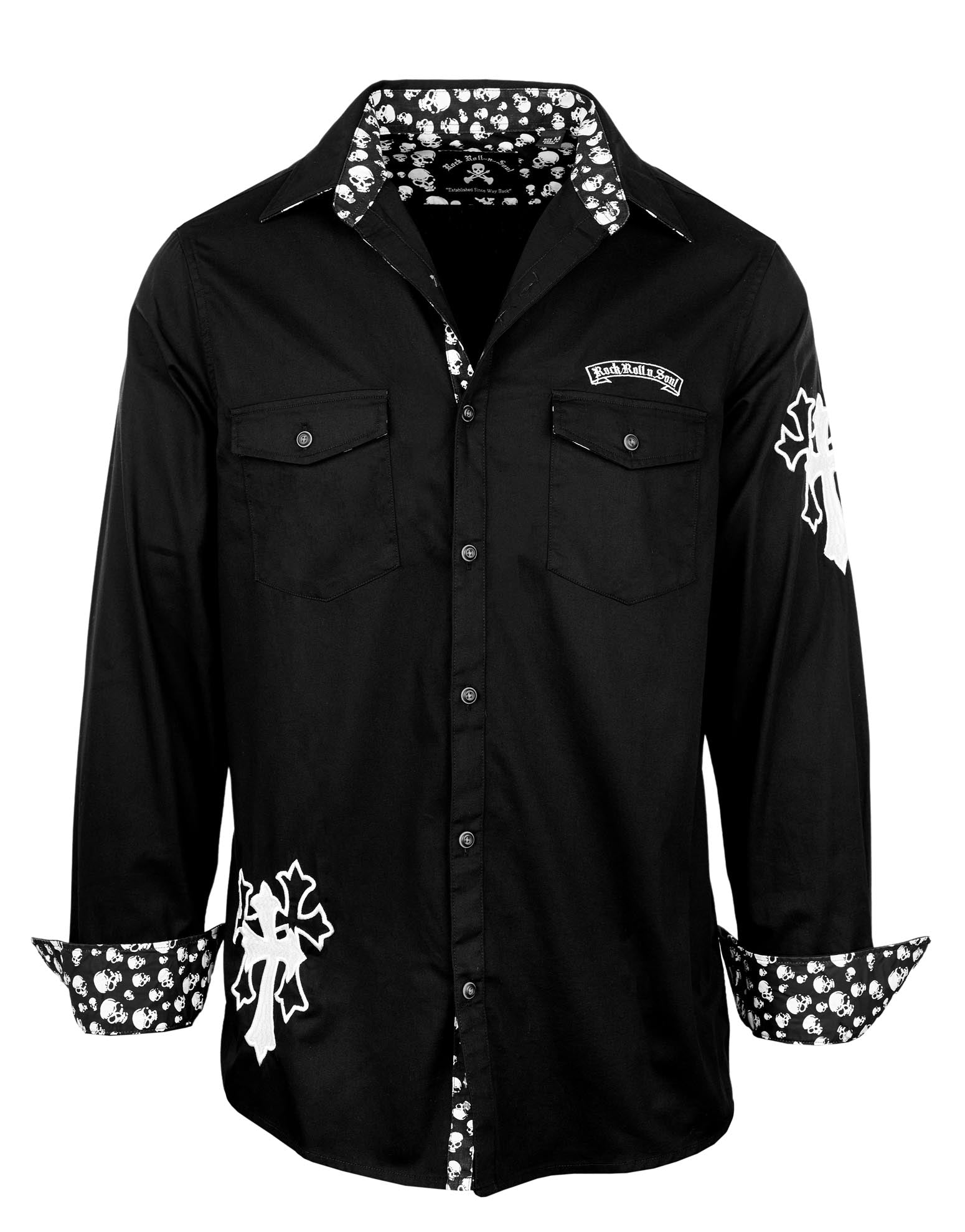 Rock Roll n Soul Crucified Cross Black L/S Shirt