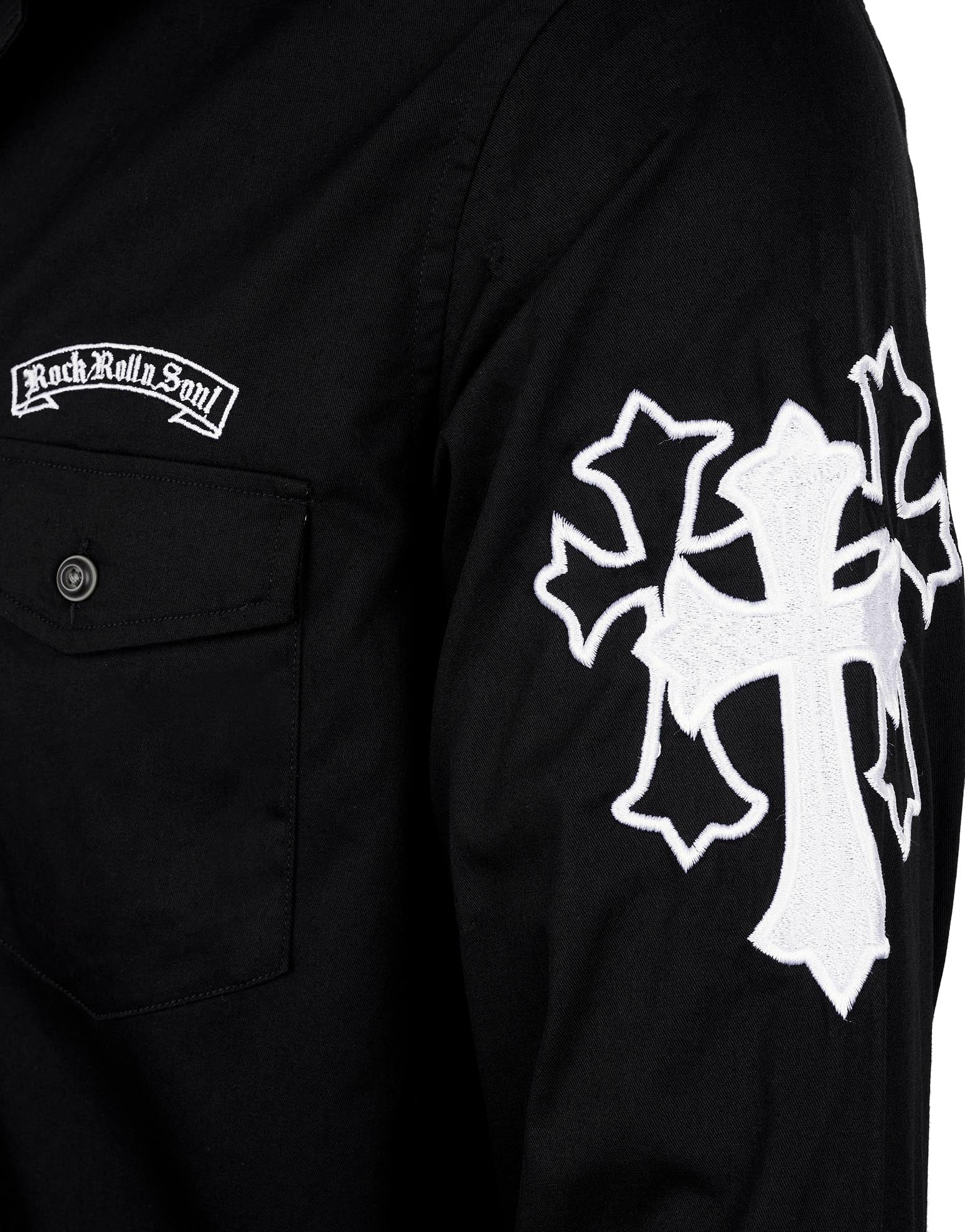 Rock Roll n Soul Crucified Cross Black L/S Shirt