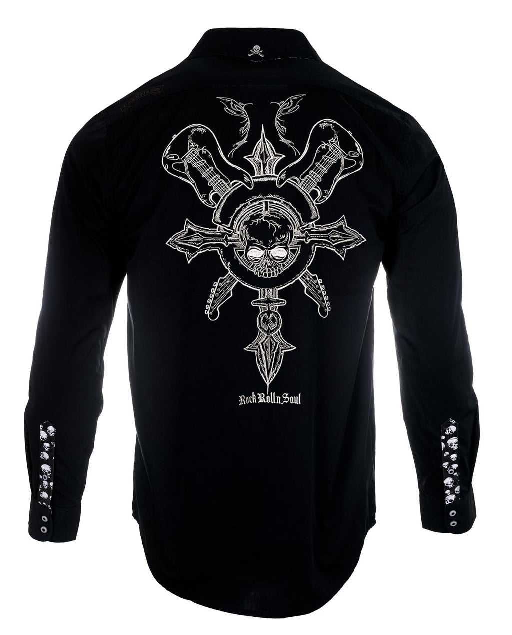 Rock Roll n Soul Time is Running Out Skull L/S Shirt