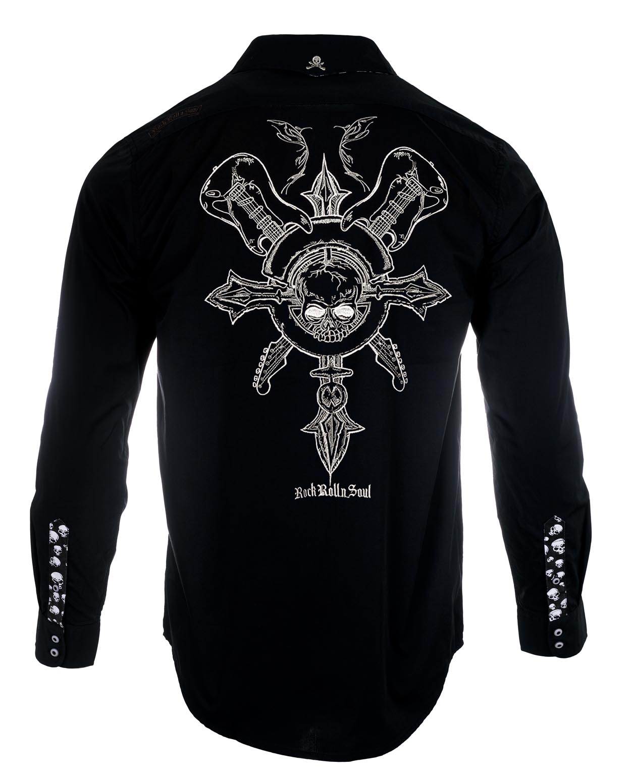 Rock Roll n Soul Time is Running Out Skull L/S Shirt