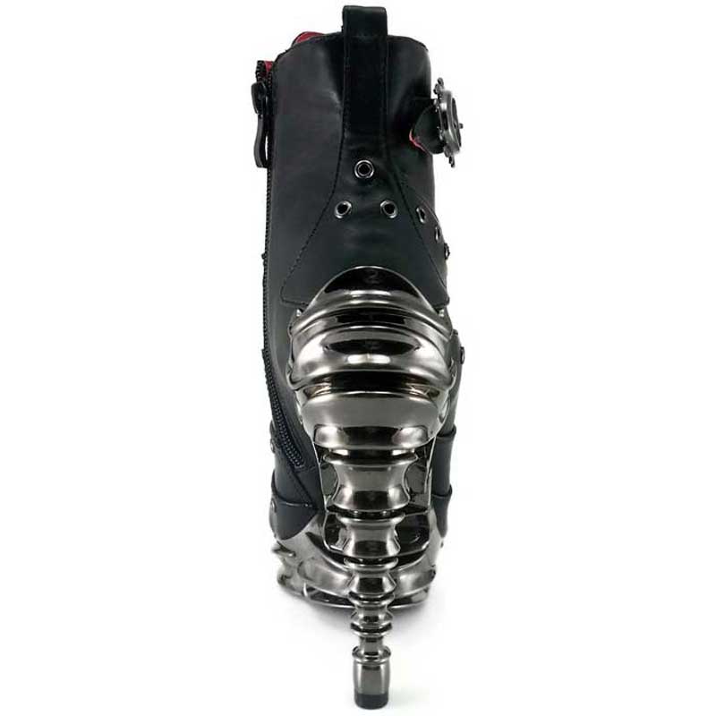 Hades RAVEN Black Vegan Ankle Boots Eyelets 5" Chrome Heel Zip 6-11