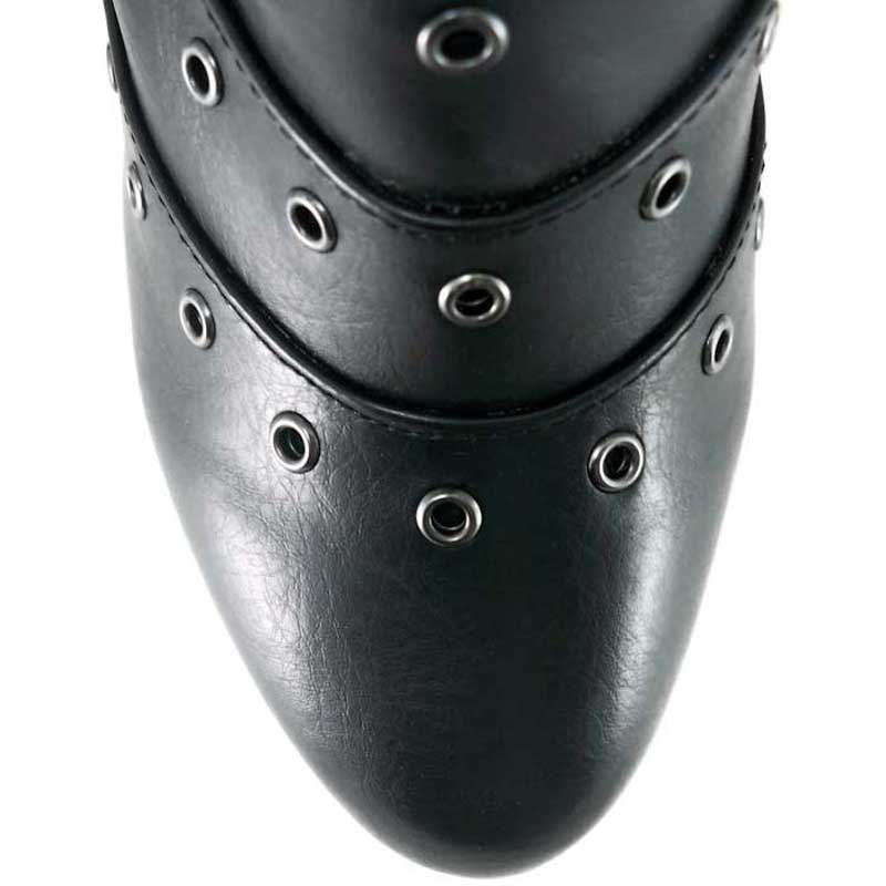 Hades RAVEN Black Vegan Ankle Boots Eyelets 5" Chrome Heel Zip 6-11