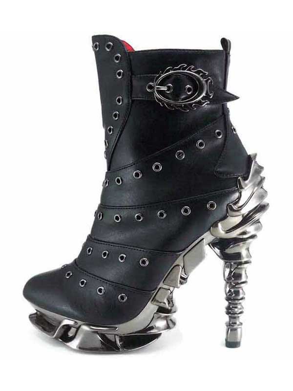 Hades RAVEN Black Vegan Ankle Boots Eyelets 5" Heel Zip 6-11