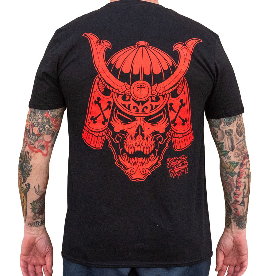 Black Market Art Red Samurai Skull Tee
