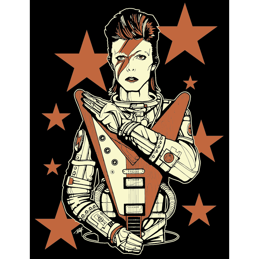Lowbrow Art Star Man V-neck Bowie Tee