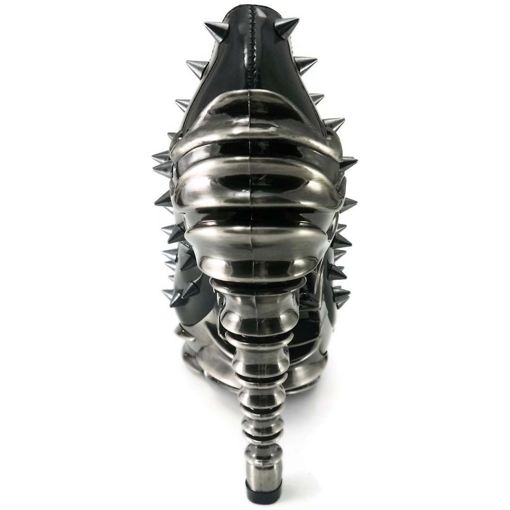 Hades TALON Black Spiked Stud 5" High Spinal Heels Peep Toe 6-11