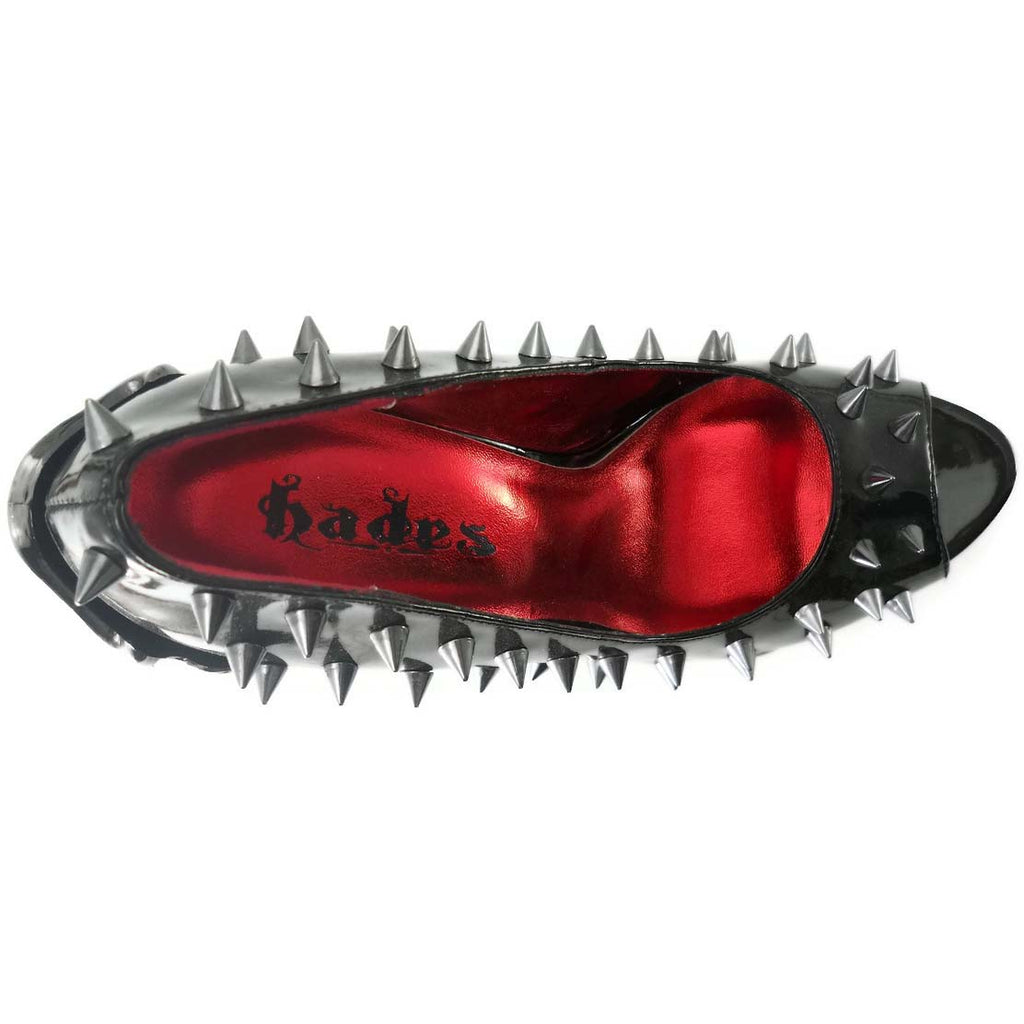 Hades TALON Black Spiked Stud 5" High Spinal Heels Peep Toe 6-11