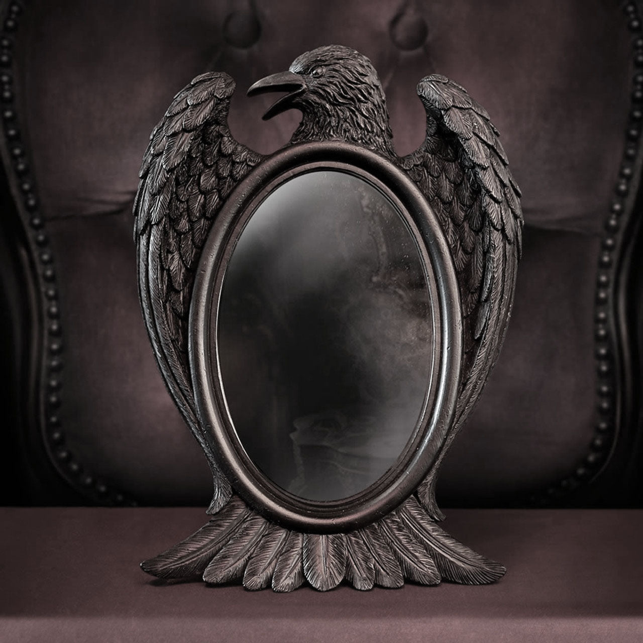 Alchemy Gothic Black Raven Mirror Wall or Tabletop V105