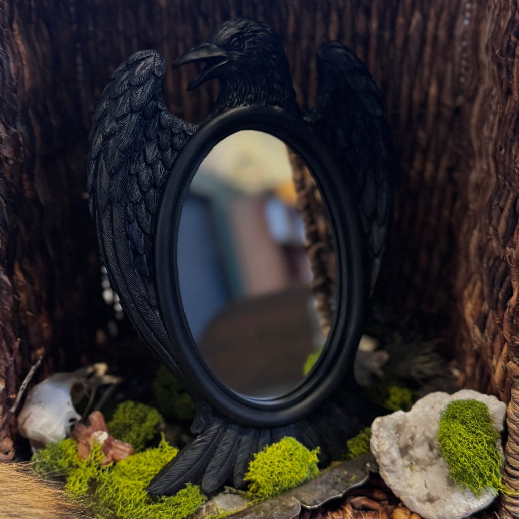 Alchemy Gothic Black Raven Mirror Wall or Tabletop V105