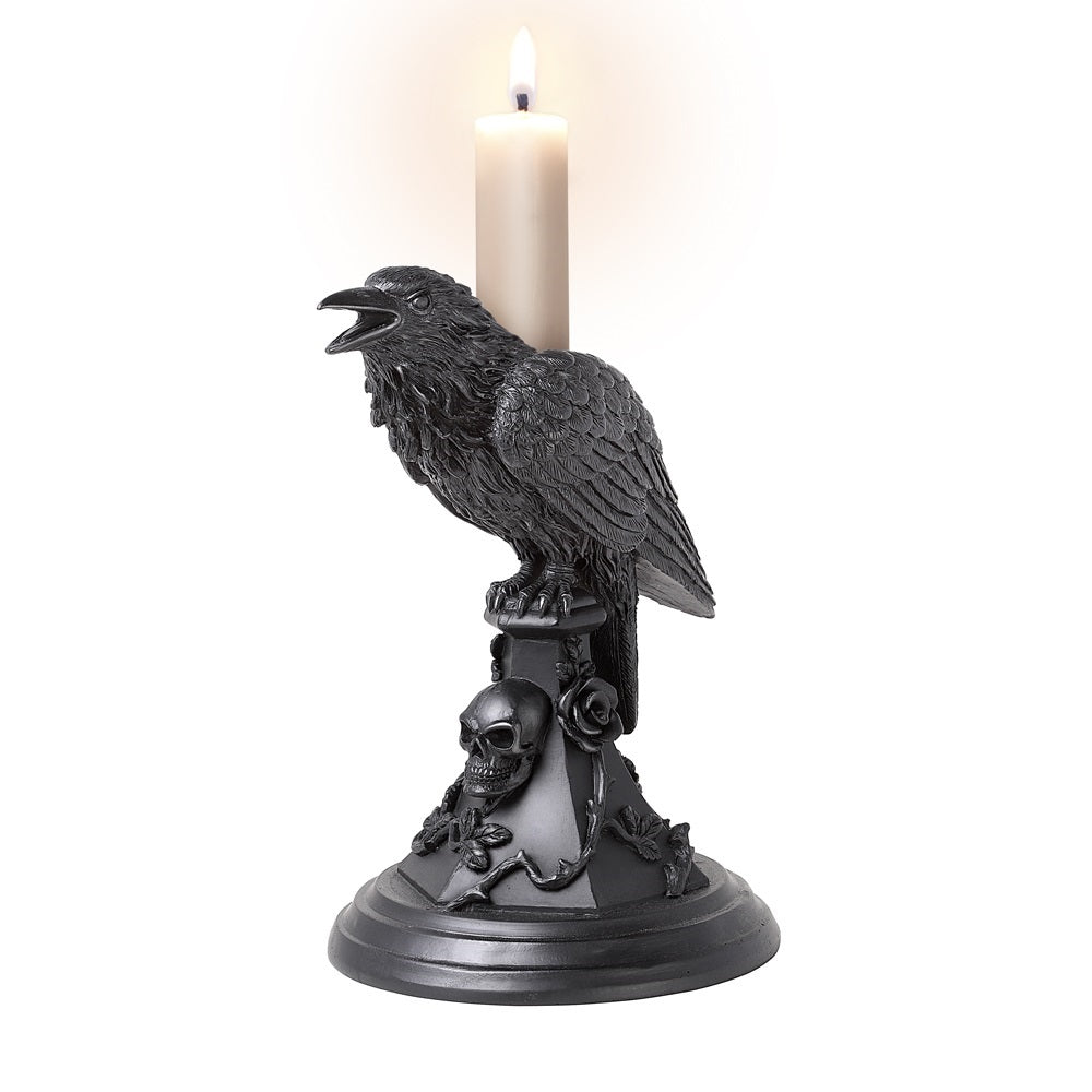 Alchemy Gothic Poe's Raven Tapered Candle Holder V109